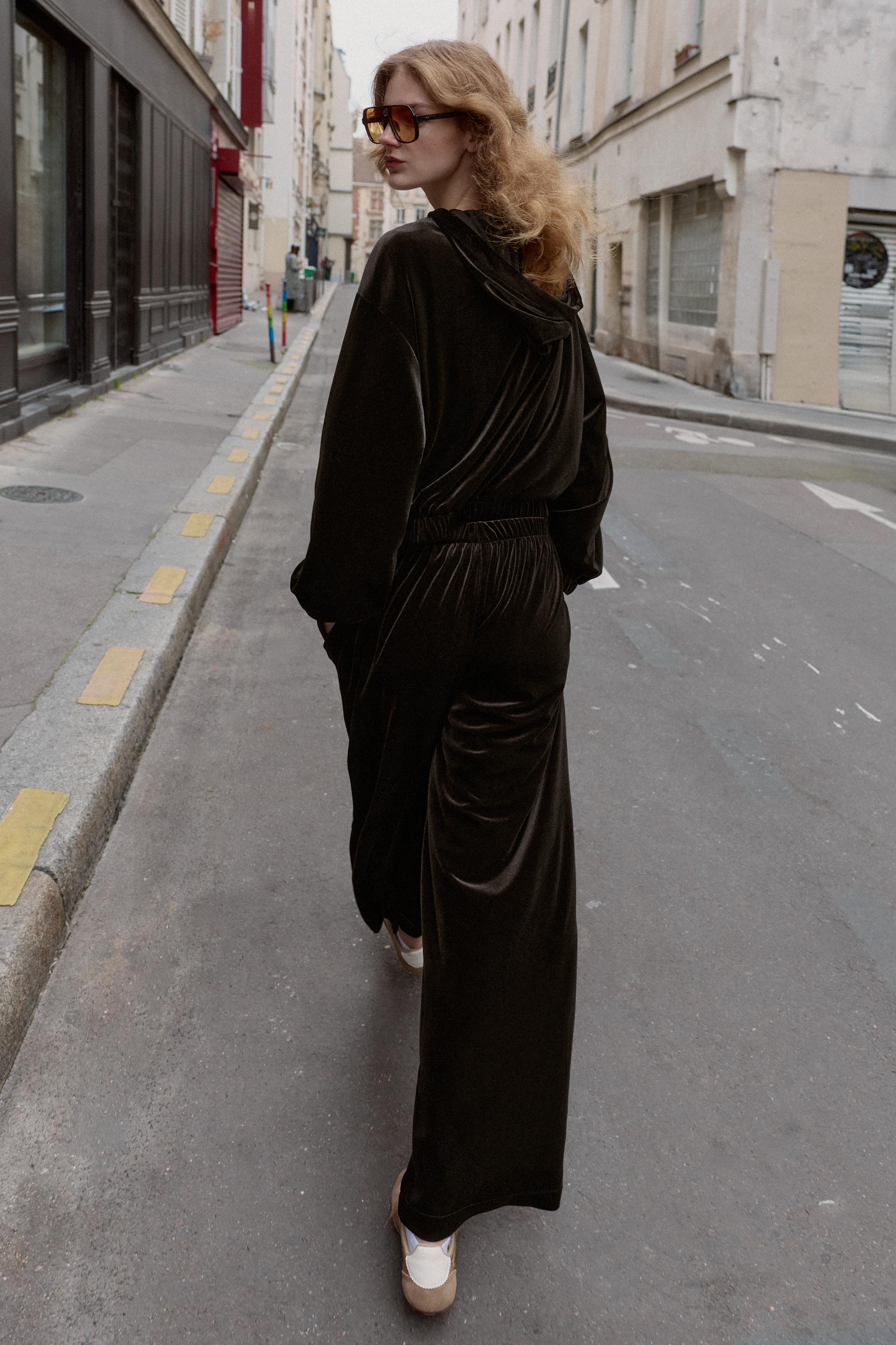 WIDE LEG VELVET PANTS